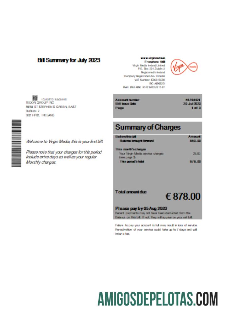 Projeto de lei comercial da Virgin Media, SCR exemplo